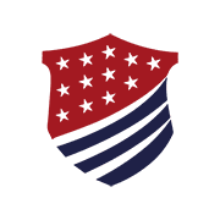 National Debt Relief logo on a white background. The logo depicts a shield with a red backdrop, white stars, and blue stripes.