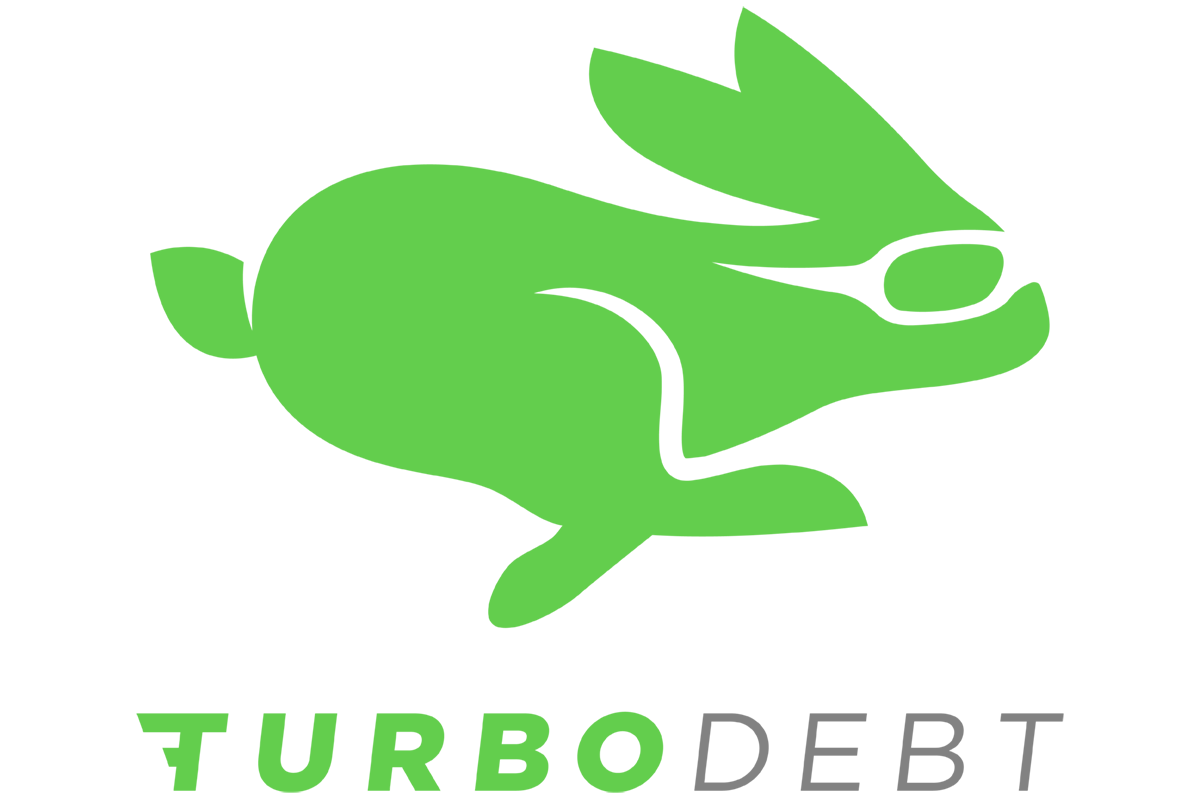 SEO_turbodebt - Debt Relief Ranger Turbodebt logo. Green rabbit running on transparent background